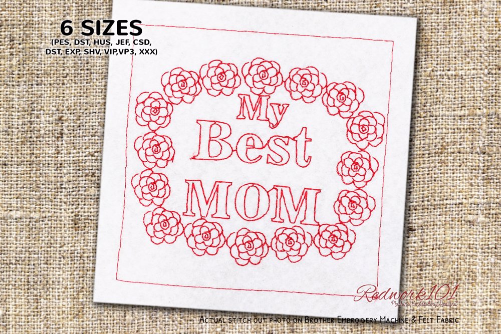 Words My Best MOM with Roses Pattern