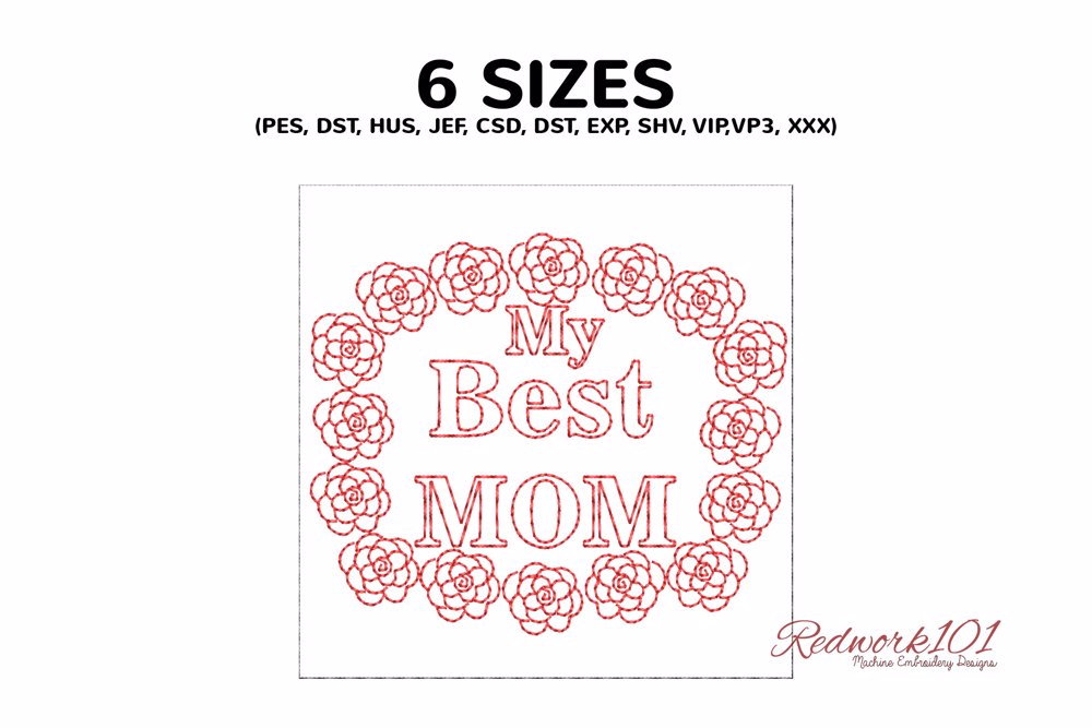Words My Best MOM with Roses Pattern