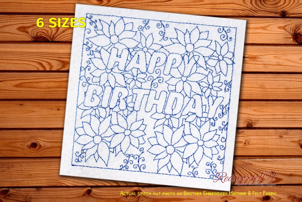 Happy Birthday With Flowers Pattern