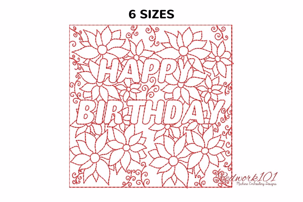 Happy Birthday With Flowers Pattern