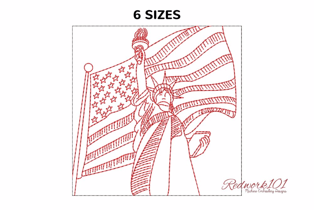 Statue of Liberty with American Flag