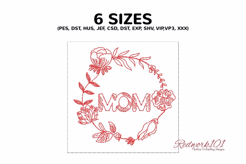 Text MOM in Floral Frame