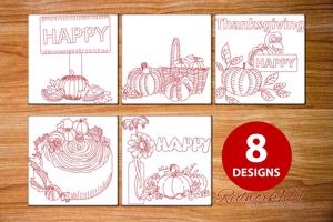 8 Thanksgiving Redwork Patterns