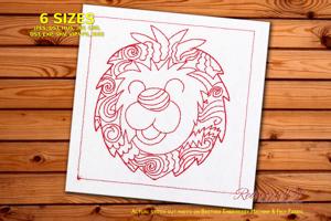 Lion head with floral pattern