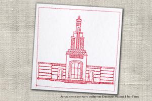 Accra Ghana LDS Temple Redwork Embroidery Design