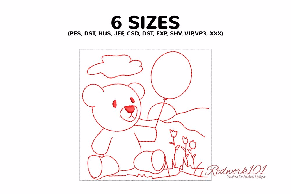 Teddy Bear with Balloons Scene