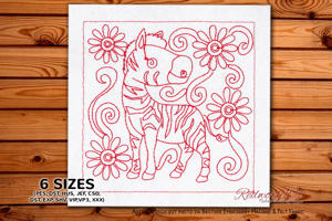 Pretty Zebra With Floral Pattern