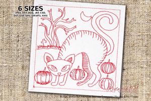 Halloween Scary Cat With Pumpkins