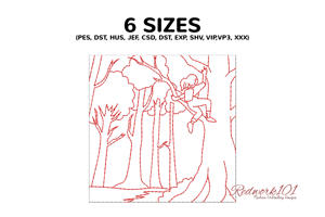 Girl Climbing a Tree in a Dense Forest