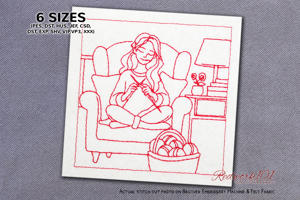 Young Woman Knitting in Her Favorite Chair