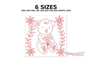 Pleasant Bear Sitting and Holding Flowers