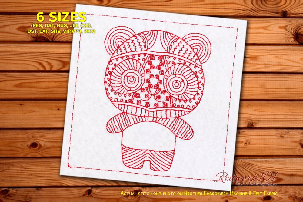 Panda with Zentangle Pattern