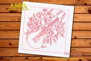 Lovely Stylized Guitar and Flowers