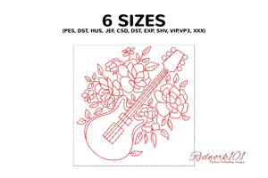 Lovely Stylized Guitar and Flowers