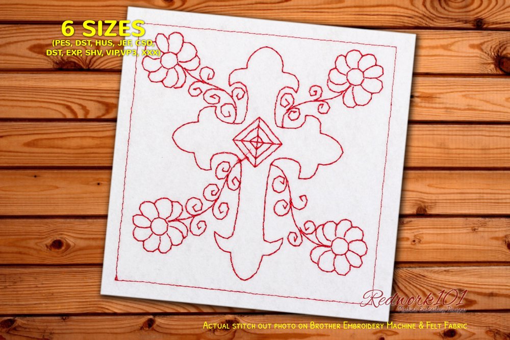 Christian cross with floral design