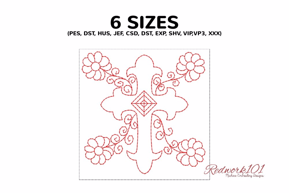 Christian cross with floral design