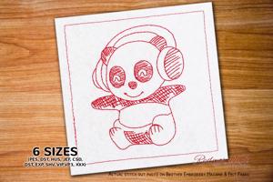 Cute Panda with Headphones