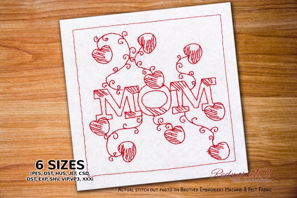 Text MOM with Hearts Pattern 