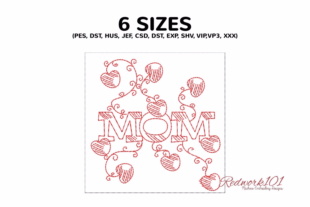 Text MOM with Hearts Pattern 