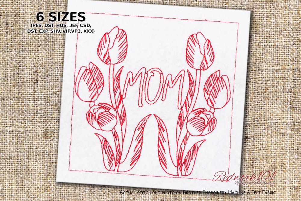 Beautiful Tulip Flowers and Text MOM