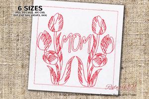 Beautiful Tulip Flowers and Text MOM