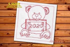 Bear Holding 2020 New Year Frame