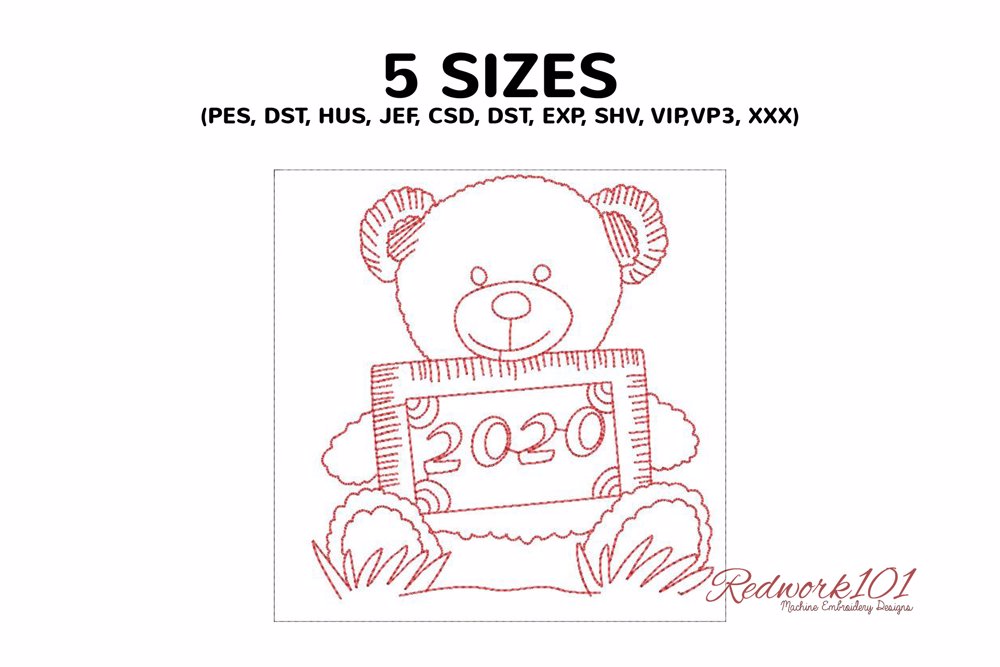 Bear Holding 2020 New Year Frame