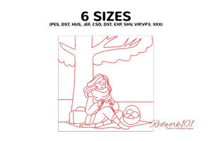 Woman Knitting Under Tree