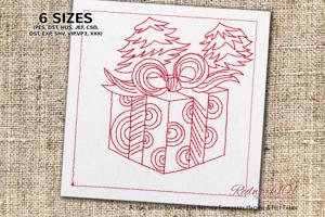 Present gift box with christmas tree