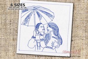 Loving Couple Under an Umbrella