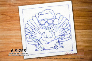 Festive Turkey with Santa Hat and Sunglasses