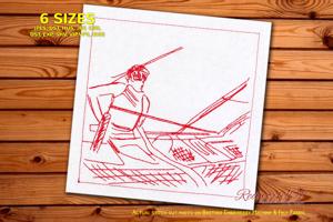 Fisherman on Wooden Boat