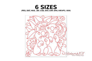 Sweet Otters With Floral Background