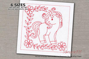Pretty Unicorn With Floral Border
