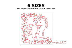 Pretty Unicorn With Floral Border