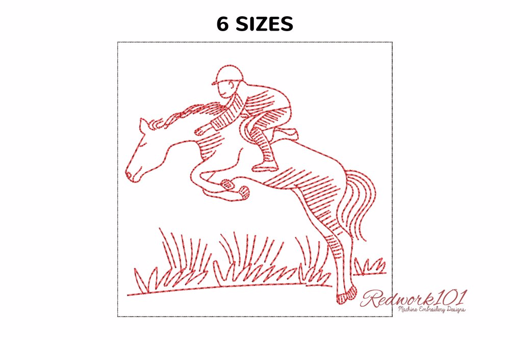 Jumping horse and jockey