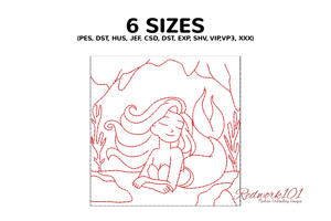 Relaxing Mermaid Line Art