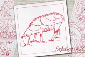 Sheep Grazes in Meadow