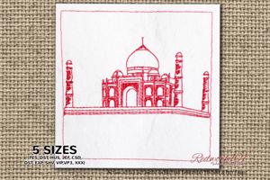 Taj Mahal Redwork Embroidery Pattern