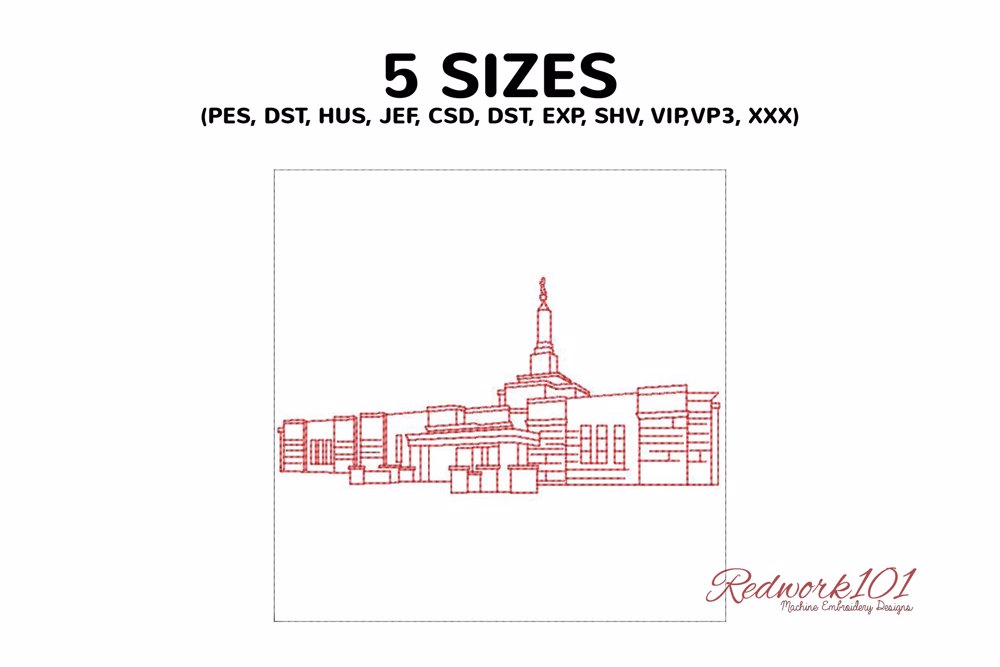 Aba Nigeria LDS Temple Redwork Embroidery Pattern