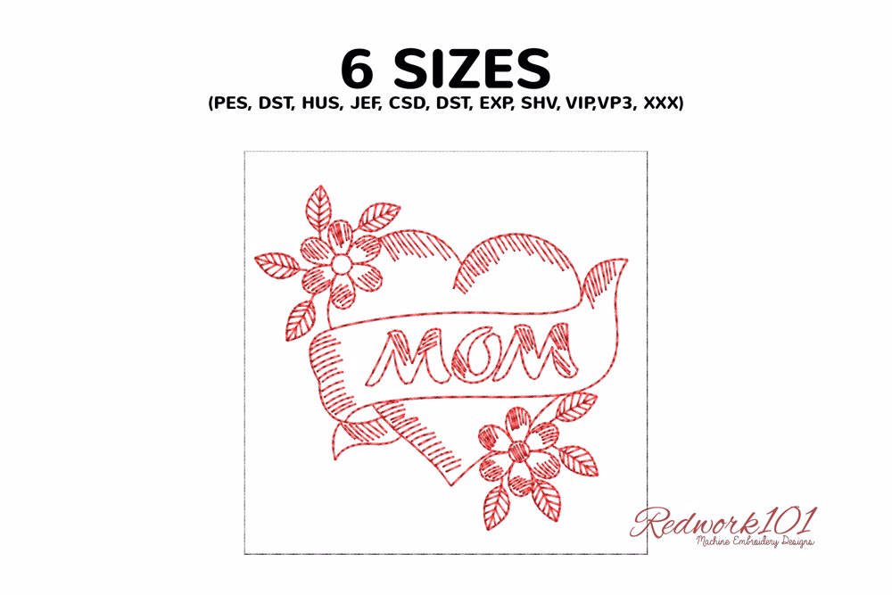 Floral Heart with Wording MOM